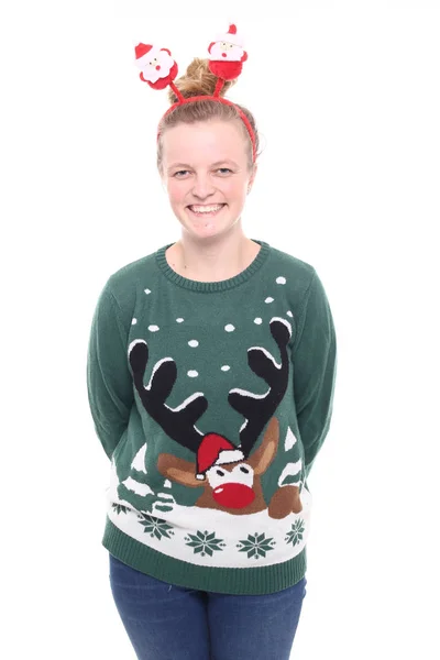 Mooi Meisje Kerst Kleding — Stockfoto