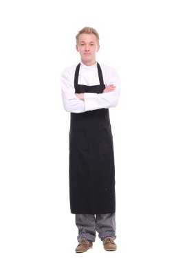 Beyaz üniformalı genç erkek aşçı