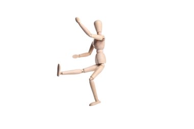 Beyaz arka planda tahta insan oyuncağı