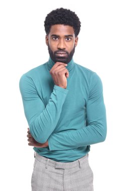 Siyah adam poz düşünme