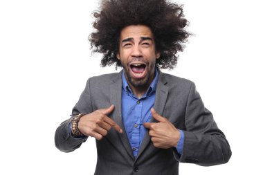 Siyah adam poz çığlık