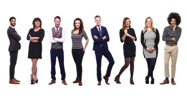 Beyaz arkaplanda bir grup insan