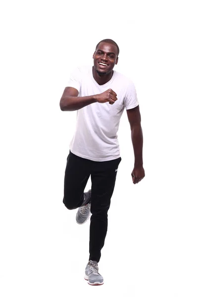 Siyah Genç Adam Koşuyor — Stok fotoğraf