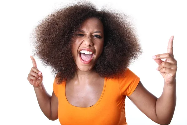 Piękna Afro Amerykański Kobieta Krzyczy — Zdjęcie stockowe
