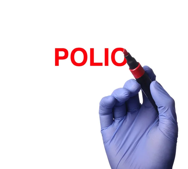 Dottore Sta Disegnando Parola Polio Con Pennarello — Foto Stock