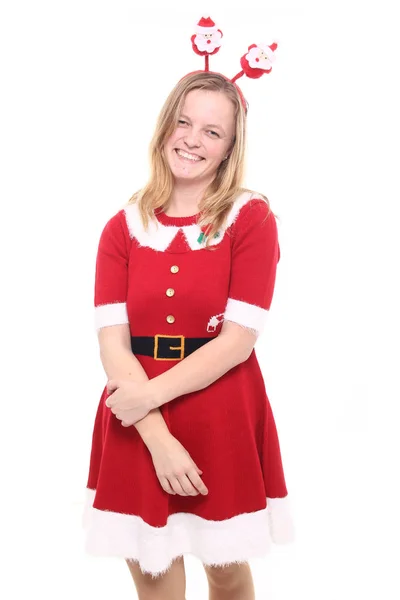 Schöne Mädchen Weihnachtskleidung — Stockfoto