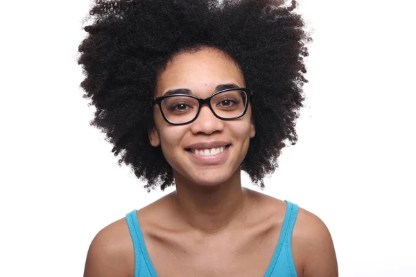 Krásná Žena Afro American Usmívá — Stock fotografie