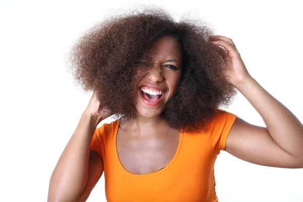 Krásná Afro American Žena Křičí — Stock fotografie
