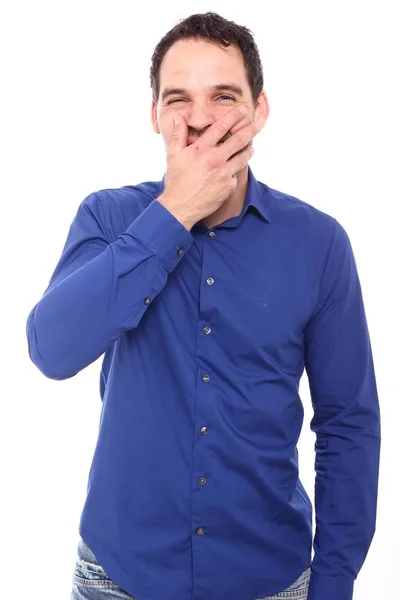 Caucásico Joven Hombre Está Sonriendo —  Fotos de Stock