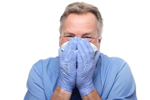 Old Caucasian Male Doctor Special Uniform — Stock Photo, Image