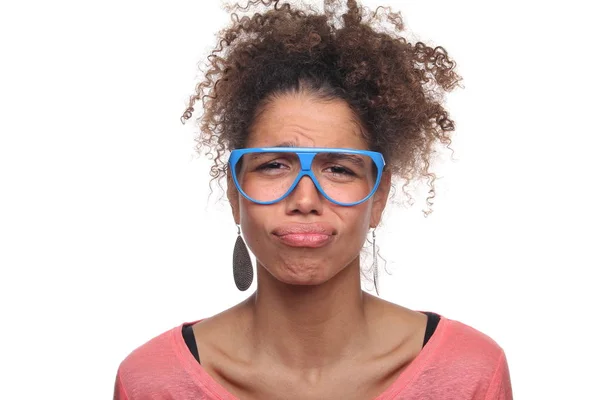 Triste Mujer Negra Posando —  Fotos de Stock