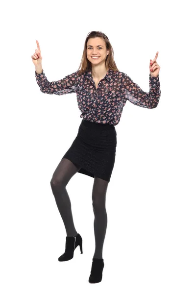 Mooie Kaukasische Vrouw Dansen — Stockfoto