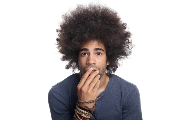 Hombre Negro Sorprendido Posando — Foto de Stock