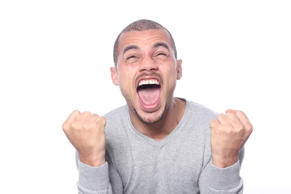 Gritando Preto Homem Posando — Fotografia de Stock