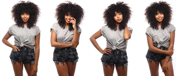 Collage Donna Afro Americana Con Emozioni Diverse — Foto Stock