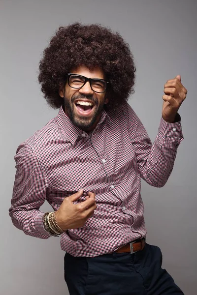 Screaming black man on white background