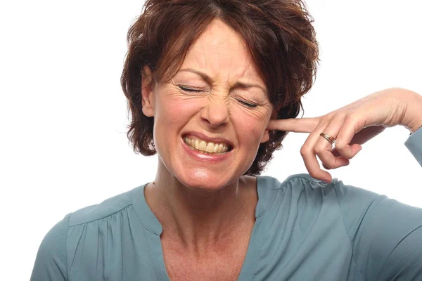 Adult Woman Covering His Ear — Stock Photo, Image