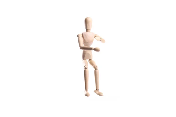 Wooden Human Toy White Background — Stock Photo, Image