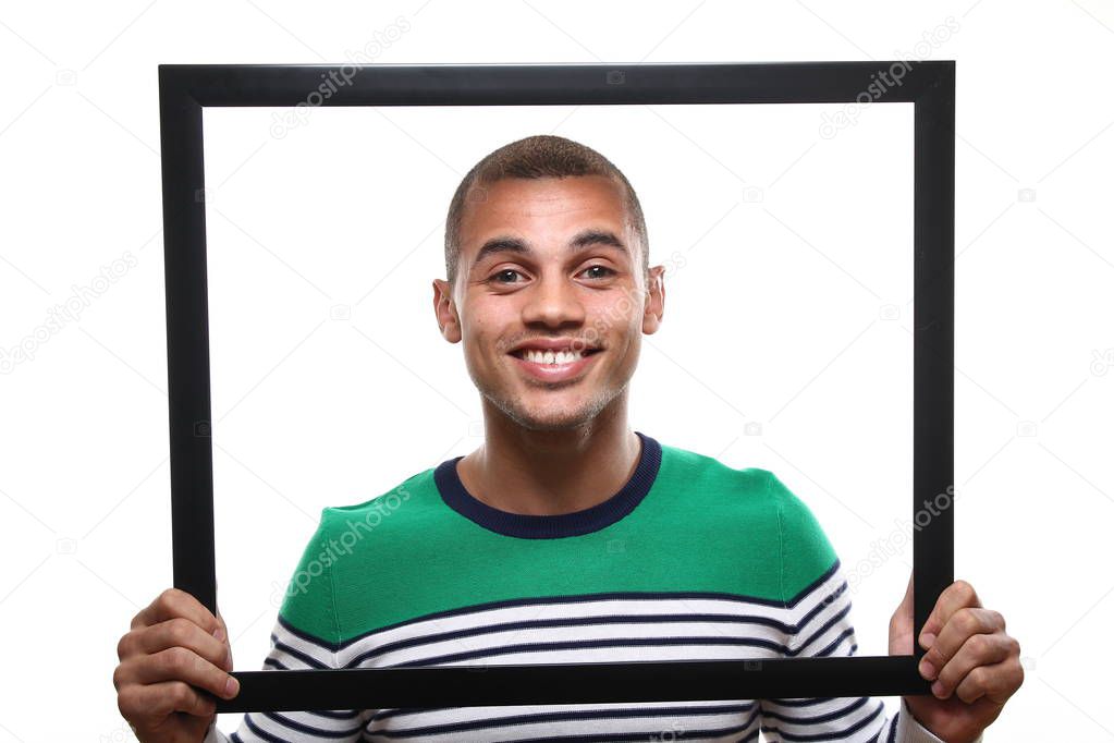 Smiling black man with big frame