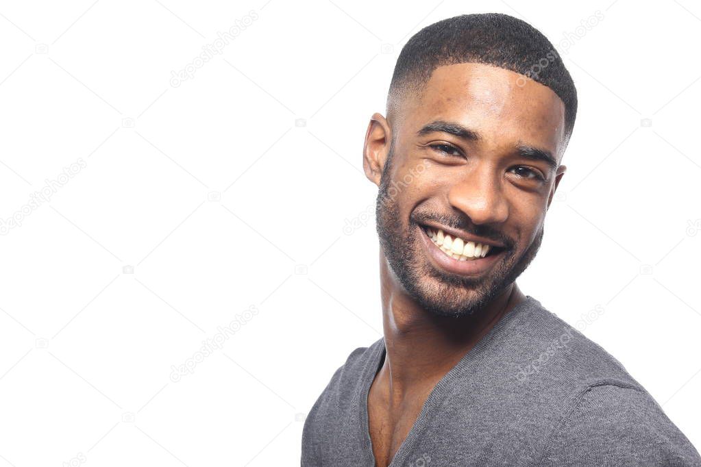 Smiling black man posing