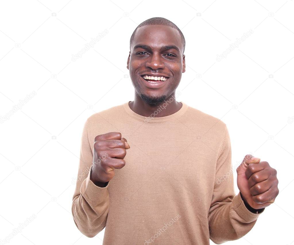 Smiling black man posing