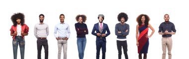 Beyaz arka plan üzerinde afro-Amerikan insanlar kümesi 