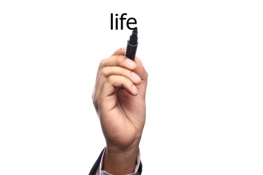 Marker ile erkek el çizim kelime 