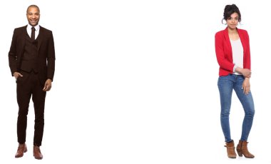 Beyaz arka planda Afro-Amerikan çift