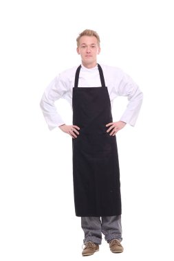 Beyaz üniformalı genç erkek aşçı