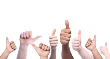 Many hands showing thumbs up clipart