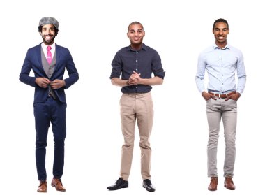 Beyaz arka plan üzerinde afro-Amerikan erkek seti