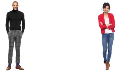 Beyaz arka planda Afro-Amerikan çift