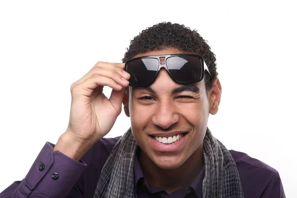 Winking Black Man Posing — Stock Photo, Image