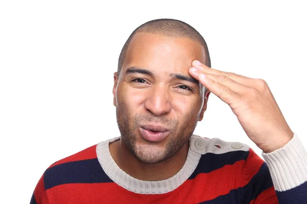 Black Young Man Surprised — Stock Photo, Image