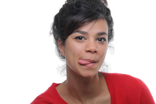 Красива Афроамериканська Жінка Показує Язик — стокове фото