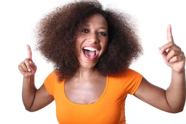 Piękna Afro Amerykański Kobieta Krzyczy — Zdjęcie stockowe