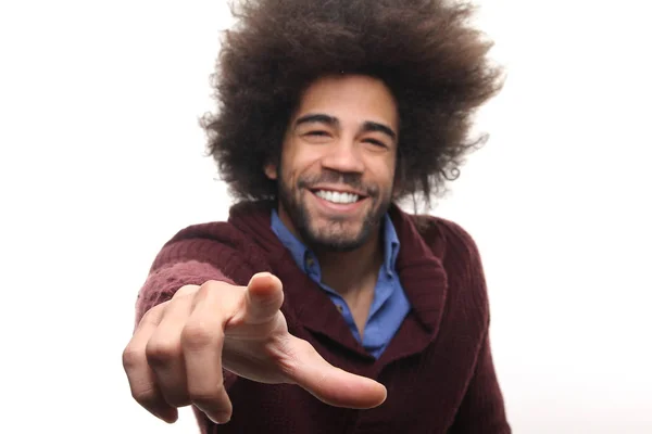 Feliz Hombre Negro Con Pelo Grande — Foto de Stock