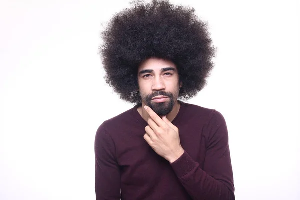 想着大头发的黑人男人 — 图库照片