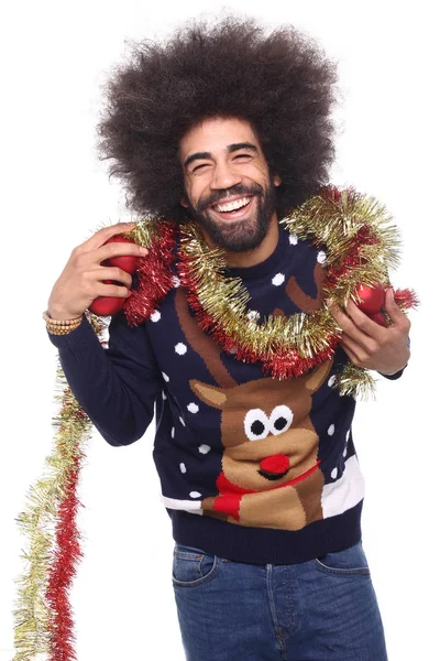 Gelukkig Zwarte Man Kerstdecoratie — Stockfoto