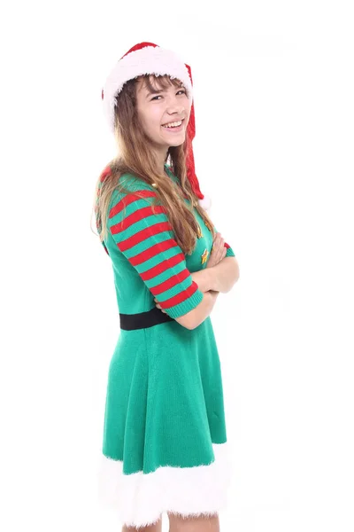 Krásné Dospívající Dívka Vánoční Oblečení — Stock fotografie