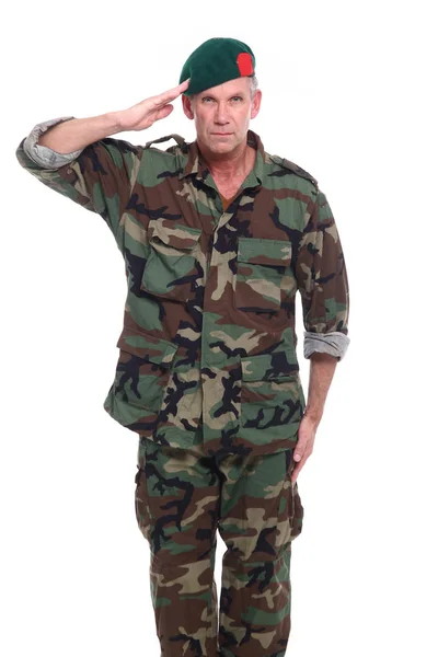 Oude Blanke Man Militair Uniform — Stockfoto