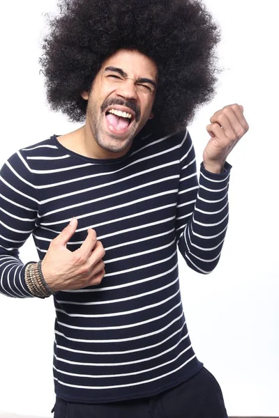 Schreeuwen Zwarte Man Poseren — Stockfoto