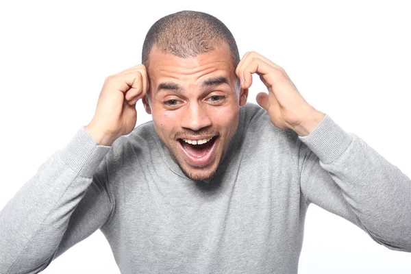 Gritando Preto Homem Posando — Fotografia de Stock