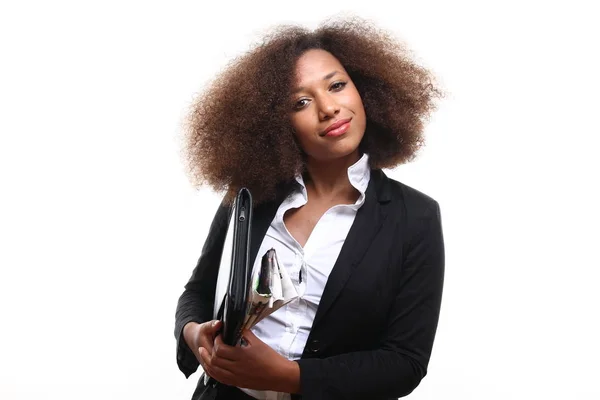 Beautiful Afro American Businesswoman Briefcase — Stock Photo, Image