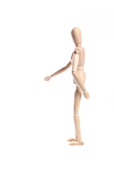 Wooden Human Toy Mannequin White Background — 스톡 사진
