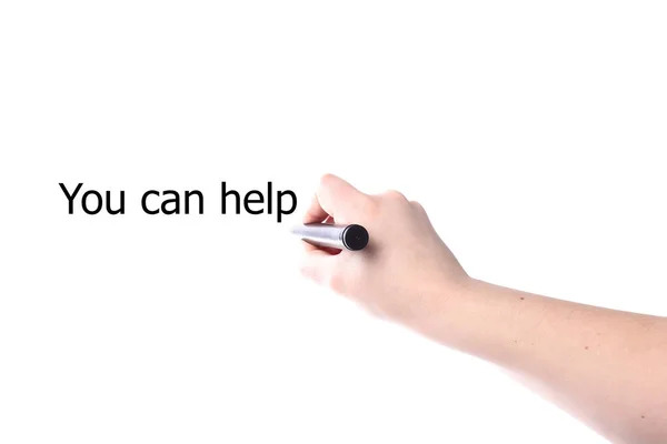 Mão Masculina Desenho Palavras Você Pode Ajudar Com Marcador — Fotografia de Stock