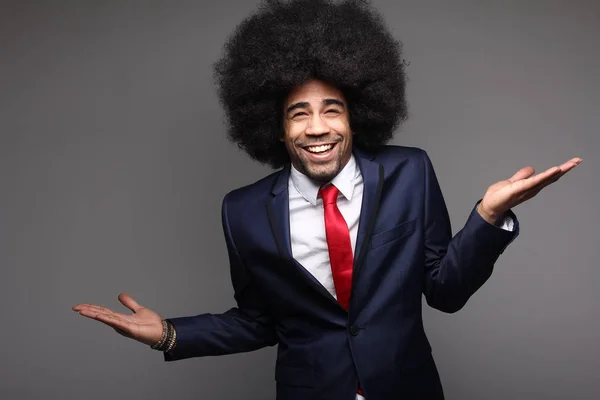 Feliz Homem Negócios Preto Posando — Fotografia de Stock