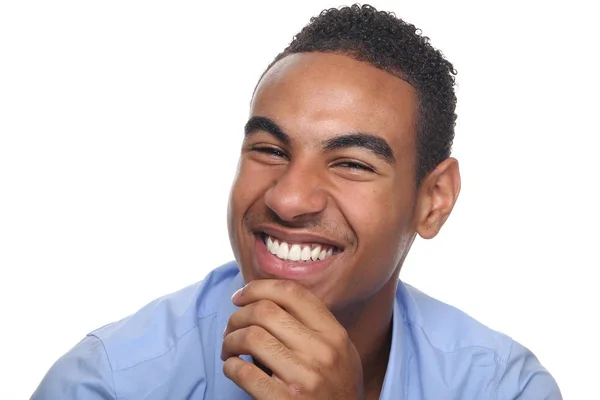 Lachende Zwarte Man Poseren — Stockfoto