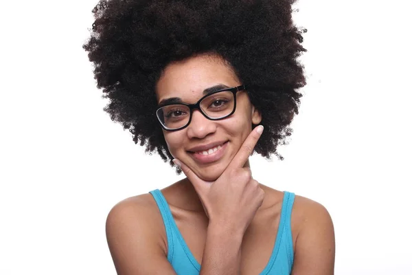 Piękne Kobiety Afro Amerykański Się Uśmiecha — Zdjęcie stockowe