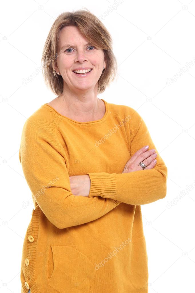 Beautiful adult woman is smiling